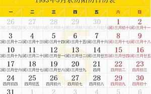 1993年农历阳历表(1993年农历阳历对照表)